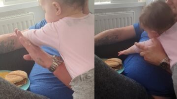Baby-eager-to-try-daddys-breakfast-Adorable.jpg